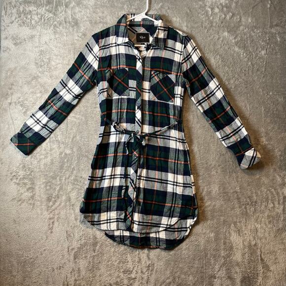 Rails Nadine Button Down Shirt Dress Plaid Flannel‎ Size XS - Picture 1 of 8